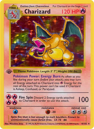 Base Set Charizard 1st Edition Shadowless