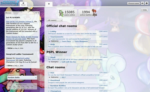 Pokemon Showdown Website